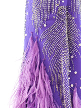 Rubin Panis Feathered Chiffon Tank Gown Dress arcadeshops.com