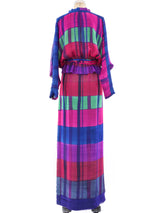 Pauline Trigere Plaid Printed Silk Ensemble Suit arcadeshops.com