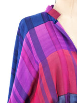 Pauline Trigere Plaid Printed Silk Ensemble Suit arcadeshops.com