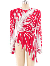 1980's Asymmetrical Beaded Chiffon Top Top arcadeshops.com