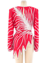 1980's Asymmetrical Beaded Chiffon Top Top arcadeshops.com