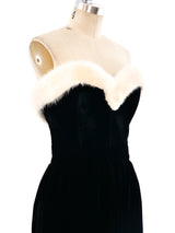 Fur Trimmed Velvet Gown Dress arcadeshops.com