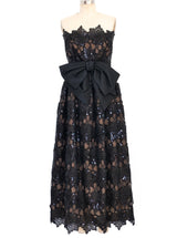 Sequin Embellished Floral Lace Gown Dress arcadeshops.com