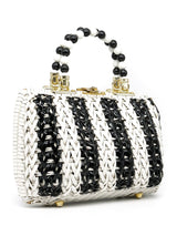 Striped Wicker Bead Handled Bag Accessory arcadeshops.com