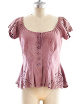 Suede Top with Cutout Details Top arcadeshops.com