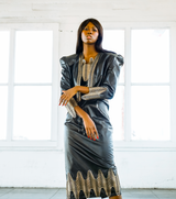 Gold Wave Trimmed Leather Jacket Jacket arcadeshops.com