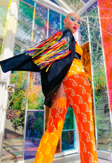 Rainbow Fringe Leather Jacket Jacket arcadeshops.com