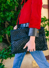 Woven Leather Envelope Clutch Accessory arcadeshops.com