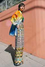 Quilted Wave Pattern Maxi Skirt Dress arcadeshops.com