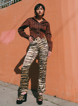 Romeo Gigli Striped Cropped Shirt Top arcadeshops.com