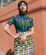 Issey Miyake Checker Printed Plisse Top Top arcadeshops.com