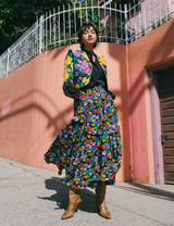 Yves Saint Laurent Floral Tiered Maxi Skirt Bottom arcadeshops.com