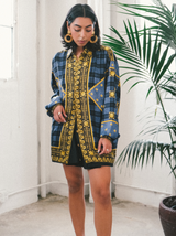 Versace Denim Printed Silk Shirt Top arcadeshops.com