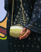 Ribbed Goldtone Convertible Clutch Accessory arcadeshops.com