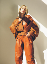 Fendi Cognac Leather Bomber Jacket Jacket arcadeshops.com