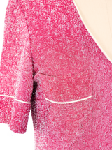 Metallic Pink Pleated Maxi Dress Dress arcadeshops.com