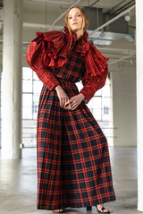 Adolfo Plaid Palazzo Ensemble Suit arcadeshops.com