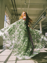 2008 Oscar de la Renta Palm Printed Paillette Gown Dress arcadeshops.com