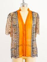 Paisley Silk Chiffon Blouse Top arcadeshops.com