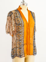 Paisley Silk Chiffon Blouse Top arcadeshops.com
