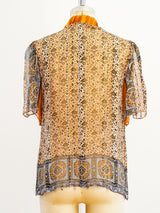 Paisley Silk Chiffon Blouse Top arcadeshops.com