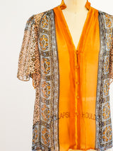 Paisley Silk Chiffon Blouse Top arcadeshops.com