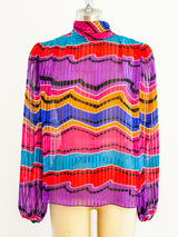 Jewel Toned Silk Chiffon Blouse Top arcadeshops.com