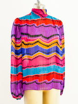 Jewel Toned Silk Chiffon Blouse Top arcadeshops.com