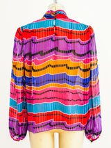 Jewel Toned Silk Chiffon Blouse Top arcadeshops.com