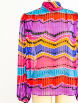 Jewel Toned Silk Chiffon Blouse Top arcadeshops.com