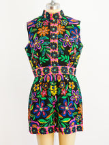 1960's Neon Floral Romper Jumpsuit arcadeshops.com
