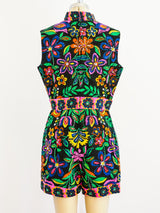 1960's Neon Floral Romper Jumpsuit arcadeshops.com