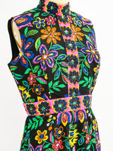 1960's Neon Floral Romper Jumpsuit arcadeshops.com