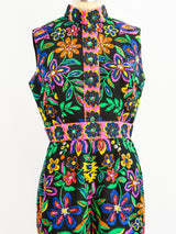 1960's Neon Floral Romper Jumpsuit arcadeshops.com