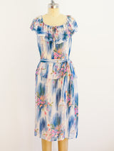 Watercolor Floral Silk Chiffon Dress Dress arcadeshops.com
