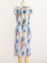 Watercolor Floral Silk Chiffon Dress Dress arcadeshops.com