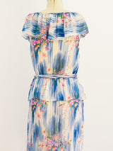 Watercolor Floral Silk Chiffon Dress Dress arcadeshops.com