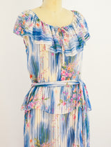 Watercolor Floral Silk Chiffon Dress Dress arcadeshops.com