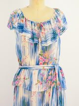 Watercolor Floral Silk Chiffon Dress Dress arcadeshops.com