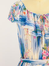 Watercolor Floral Silk Chiffon Dress Dress arcadeshops.com