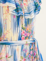 Watercolor Floral Silk Chiffon Dress Dress arcadeshops.com