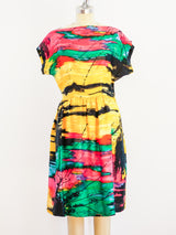 1960's Brushstroke Print Silk Dress Dress arcadeshops.com