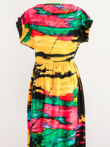 1960's Brushstroke Print Silk Dress Dress arcadeshops.com