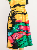 1960's Brushstroke Print Silk Dress Dress arcadeshops.com