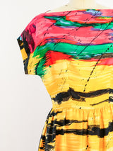 1960's Brushstroke Print Silk Dress Dress arcadeshops.com