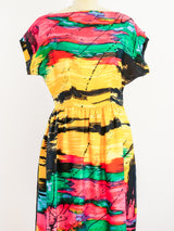 1960's Brushstroke Print Silk Dress Dress arcadeshops.com