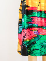 1960's Brushstroke Print Silk Dress Dress arcadeshops.com