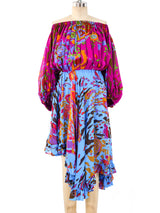 Yves Saint Laurent Leon Bakst Print Off The Shoulder Dress Dress arcadeshops.com
