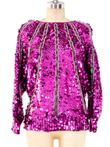 Fuchsia Disco Ball Sweater Top arcadeshops.com