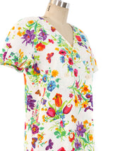Gucci Floral Printed Linen Shirt Dress Dress arcadeshops.com